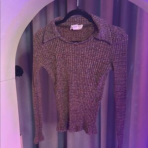 Multicolor Ribbed Long Sleeve Top